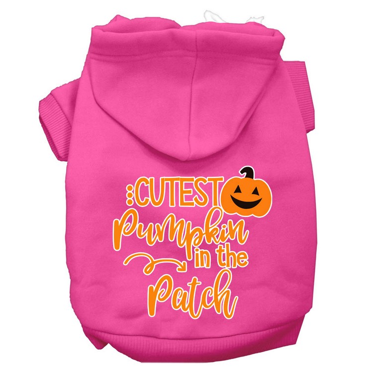 Cutest Pumpkin in the Patch Screen Print Dog Hoodie Bright Pink XS